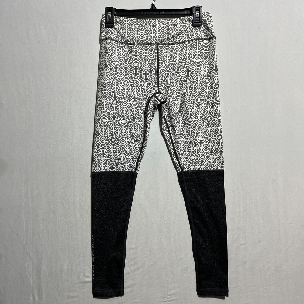 Love Fitness Seamless Leggings Women's Small Black White Geometric Elastic Waist